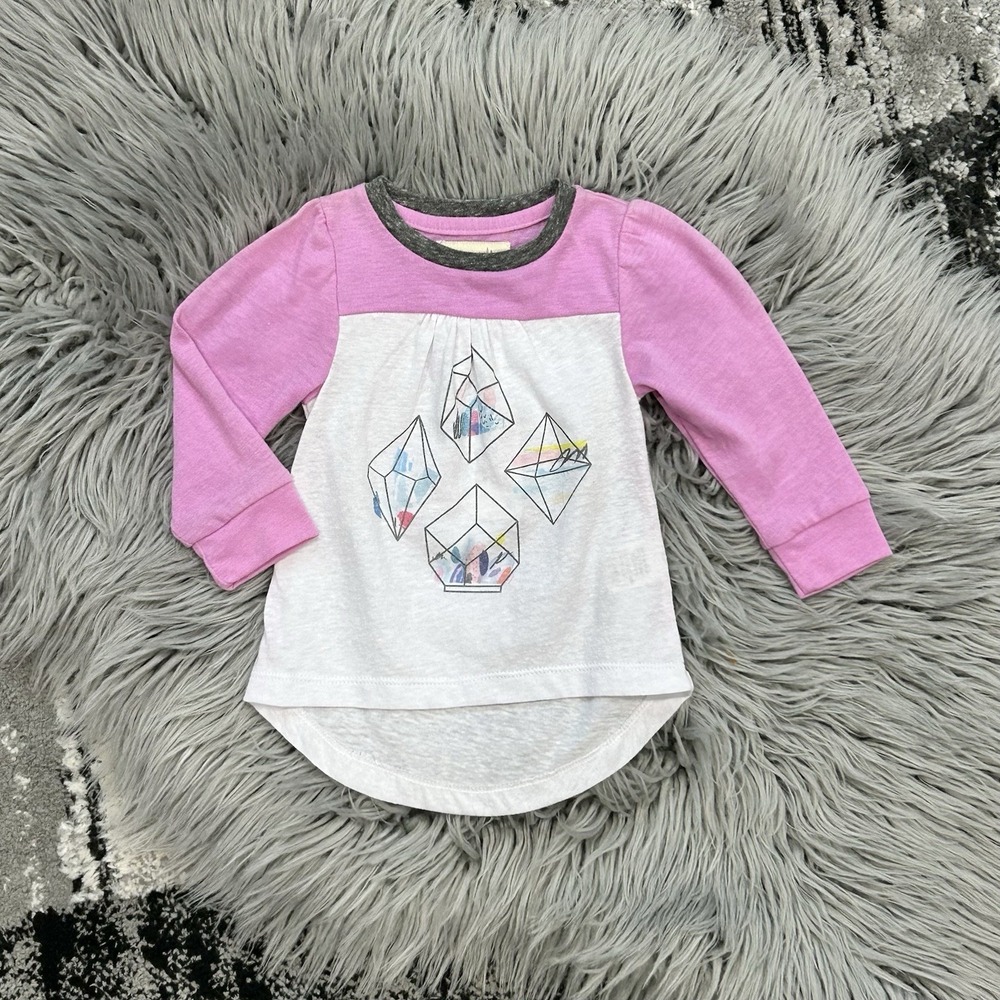 Miki Miette‎ Baby Girls Purple Sleeve Raglan West Graphic Size 3/6 Month NEW
